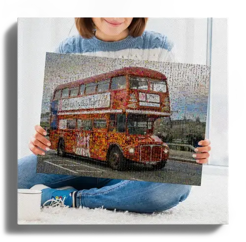 Create Your Custom London Bus Photo Mosaic - A Unique Memory Keepsake
